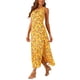 thumbnail image 4 of Vestido Maxi Boho de Verano sin Mangas con Floral y Abertura en el Dobladillo, Llave Amarillo L, 4 of 4