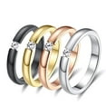 thumbnail image 5 of Wedding Band Ring for Women or Men Gold Stainless Steel Crystal Ginger Lyne Collection, 5 of 7