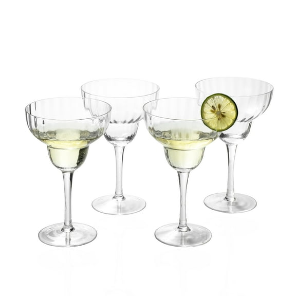 EVEREST GLOBAL Ribbed Optic Margarita Glasses 11 oz. set of 4