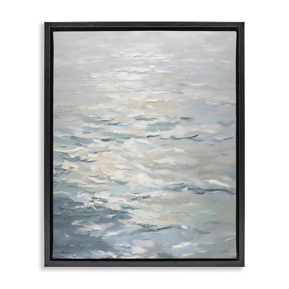 Stupell Industries Contemporary Shallow Reflections Calm Sea Black Floating Frame Canvas Art, 17 x 21, by Riley B