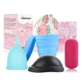 thumbnail image 2 of Copa menstrual de silicona para mujer, copa de limpieza plegable, disco menstrual, reutilizable, portátil, a prueba de fugas, color azul, talla S, 20 ml, 2 of 12