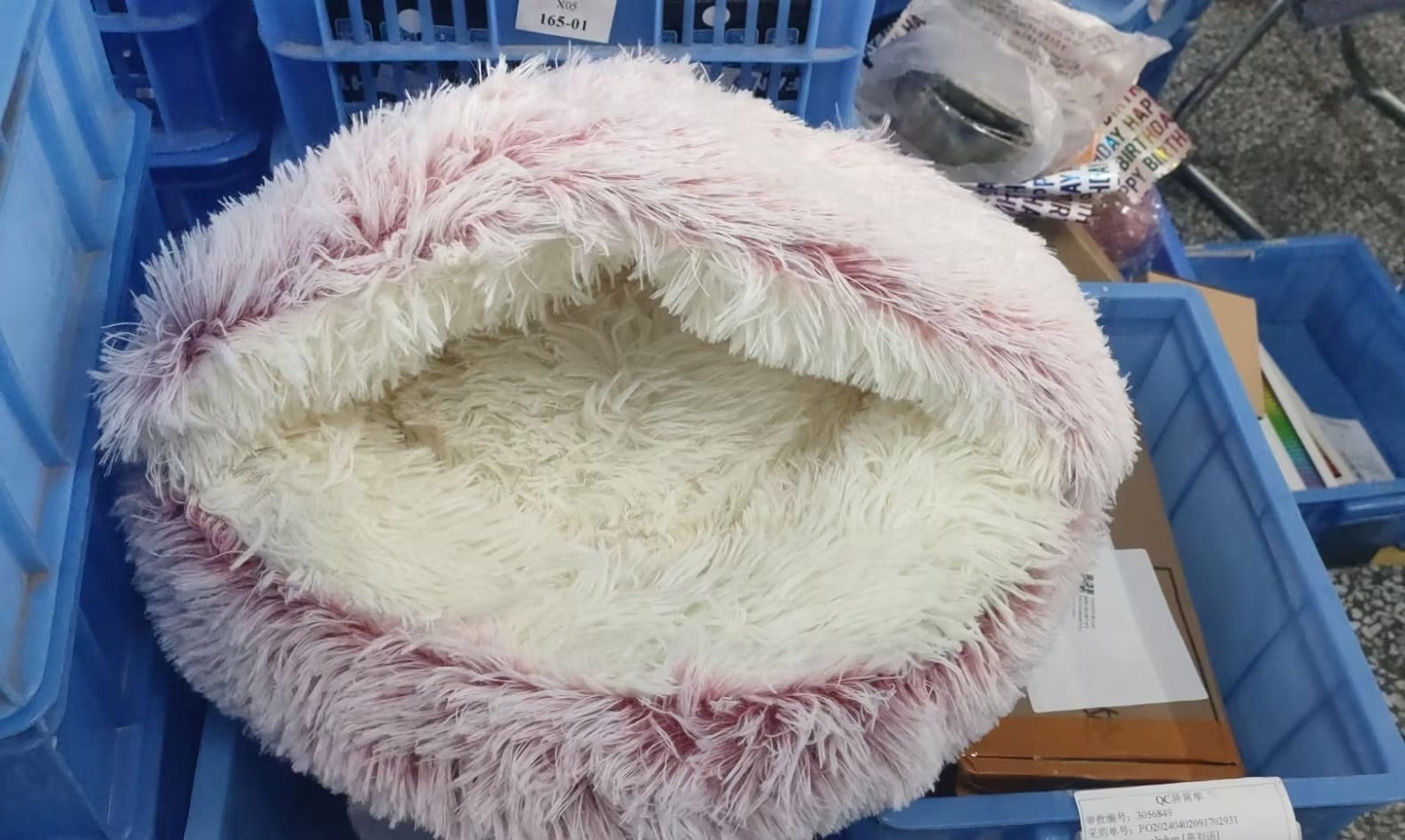 Round Soft Plush Fluffy Dog Bed - 15.75 Inch Small Dog Cave Bed Cat Bed, Pet Bed, Pet Sleeping Bed for Small Dogs & Cats, Washable Pet House Cave Bed for Indoor Kitty & Puppy