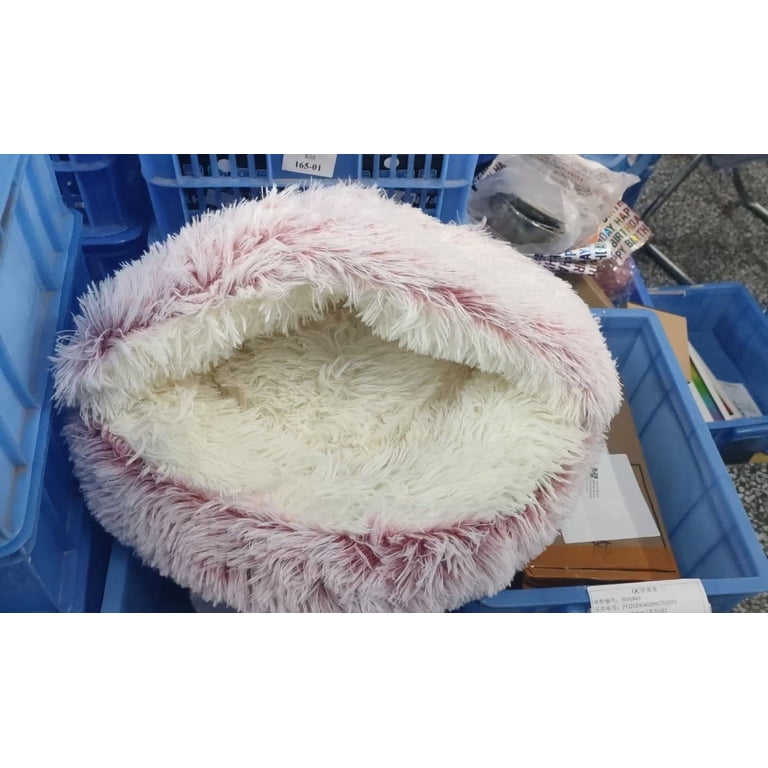 Calming Cat Cave Bed With Hood - Removable Washable Pet Bed For Small Dogs & Cats