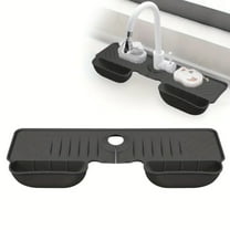 Sink Splash Guard Mat with Storage | 17.6" x 6.1" Kitchen & Bathroom Faucet Drip Catcher | Silicone Water Catcher with Sponge Holder & Soap Tray | Fast Drainage Design for Countertop Protection