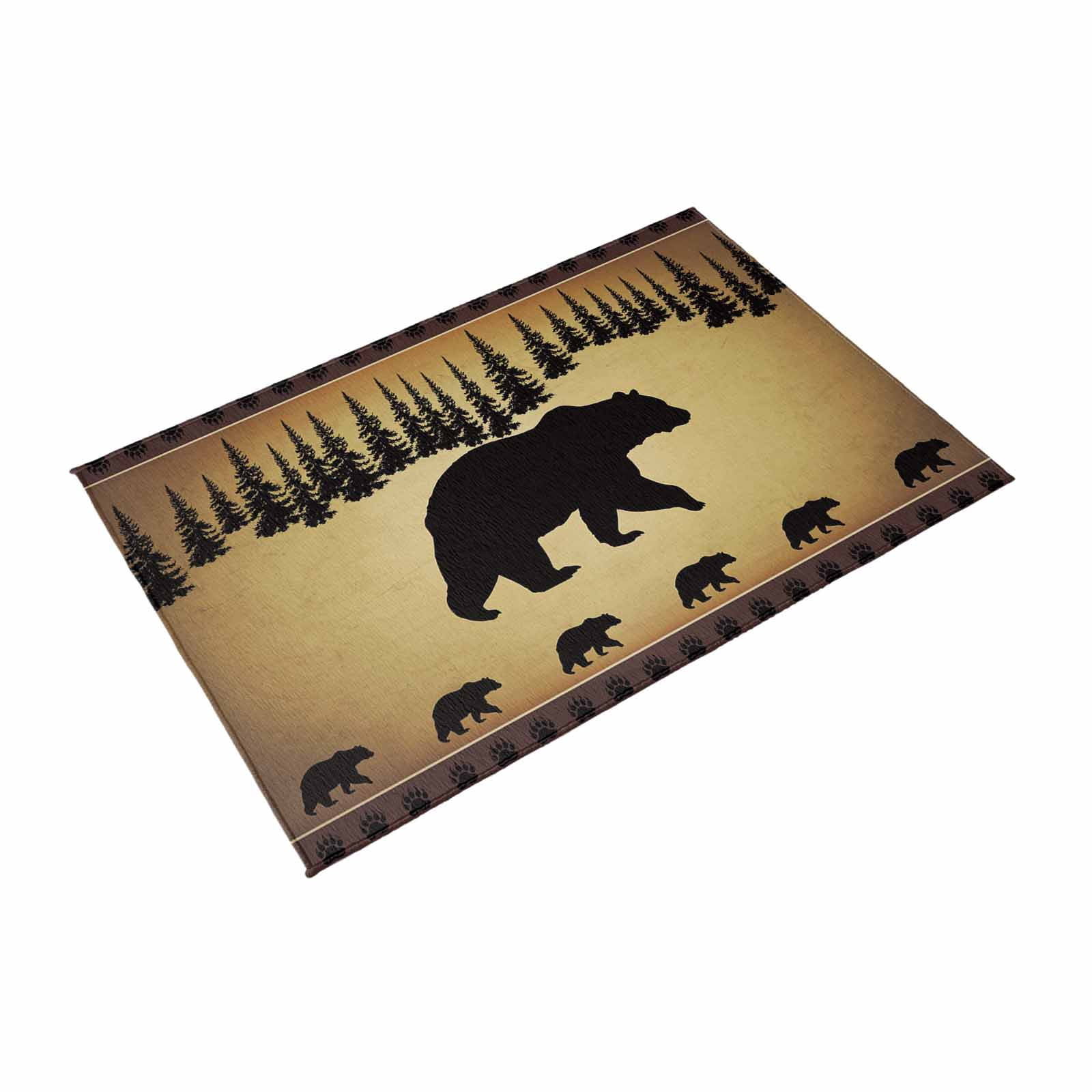 Black Bear Outdoor Rug for Patio/Deck/Porch, Non-Slip Large Area Rug 5 x 8 Ft, Vintage Animals Farmhouse Pine Brown Forest Indoor Outdoor Rugs Washable Area Rugs, Reversible Camping Rug Carpet Runner