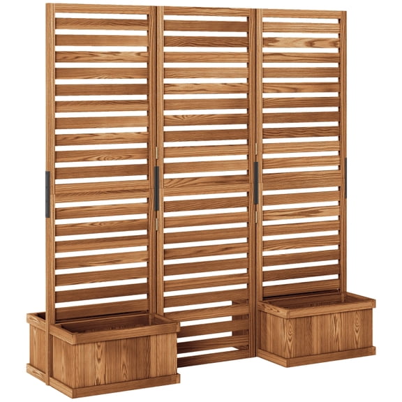 Alvantor Freestanding Privacy Screen with Integrated Planters and Hinged Design, 62.5"x19"x66"