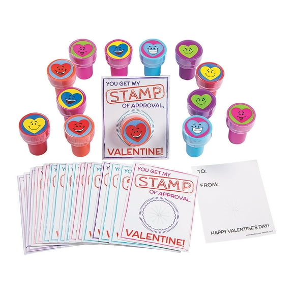 Heart Stampers with “Stamp of Approval” Valentine’s Day Card for 24, Stationery, Valentine's Day, 24 Pieces