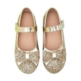 thumbnail image 5 of WAYUTE Girls Sandals Glitter Princess Shoes with Bow Design Non Flat Low Heel Dress Sandals for Toddler Kids Wedding Partywear,Gold,5.5 Y-6 Y, 5 of 5