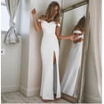thumbnail image 1 of S Vestidos de fiesta elegantes de verano, vestido largo de noche con cuello oblicuo y hombros descubiertos, vestido elegante para invitados de boda para mujer, 1 of 3