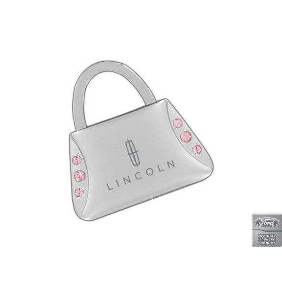 Lincoln Purse Shape Keychain 6 Pink Crystals Key Chain