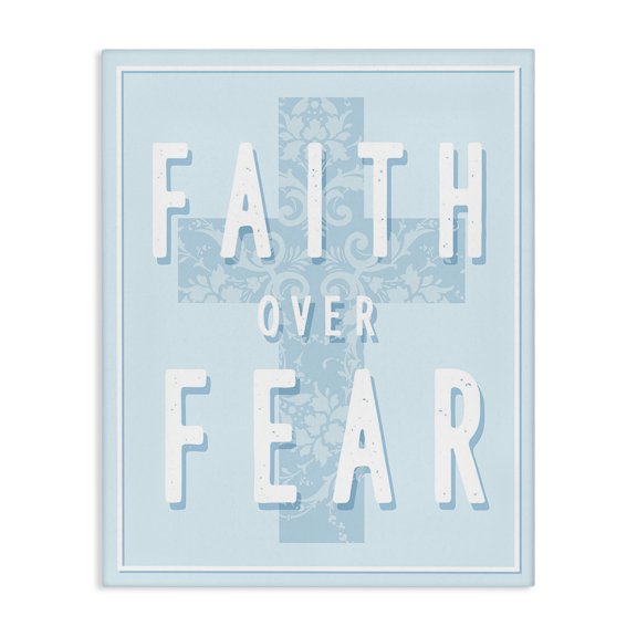 Stupell Industries Shabby Chic Blue Faith Over Fear Canvas Art, 16 x 20, by Lil' Rue