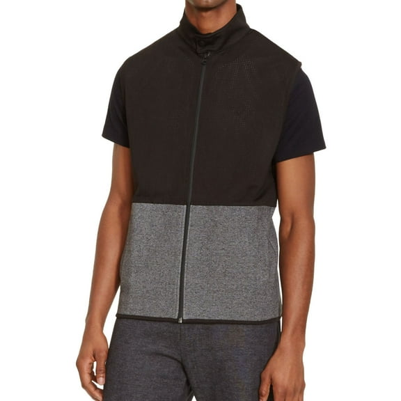 Kenneth Cole Mens Mesh-Layer Sweater Vest, Black, X-Large