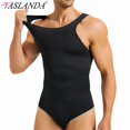 thumbnail image 2 of Men Slimming Shapewear Bodysuit Tummy Control Full Body Shaper Compression Sleeveless Undershirts Nude M, 2 of 6