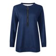 thumbnail image 4 of Yuyuzo Tunic Tops for Women Long Sleeve Pullover Round Neck Half Zipper Solid Color Fall Top Blouses, 4 of 5