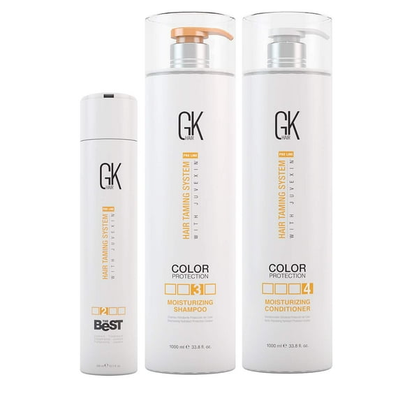 Global Keratin GK Hair The Best Professional Hair (300ml/10.1 Fl Oz) For Straightening And Global Keratin GK Hair Moisturizing Shampoo and Conditioner Set (1000ml/33.8 Fl Oz) for Color Treated