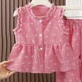 thumbnail image 4 of Gubotare Girls Spring Outfits Girls formal Wear 2 Piece Outfits Button Ruffle Hem Puff Sleeve Blazer and Flare Pants Suit Set Size 7-8 (Red,7-8 Years), 4 of 4