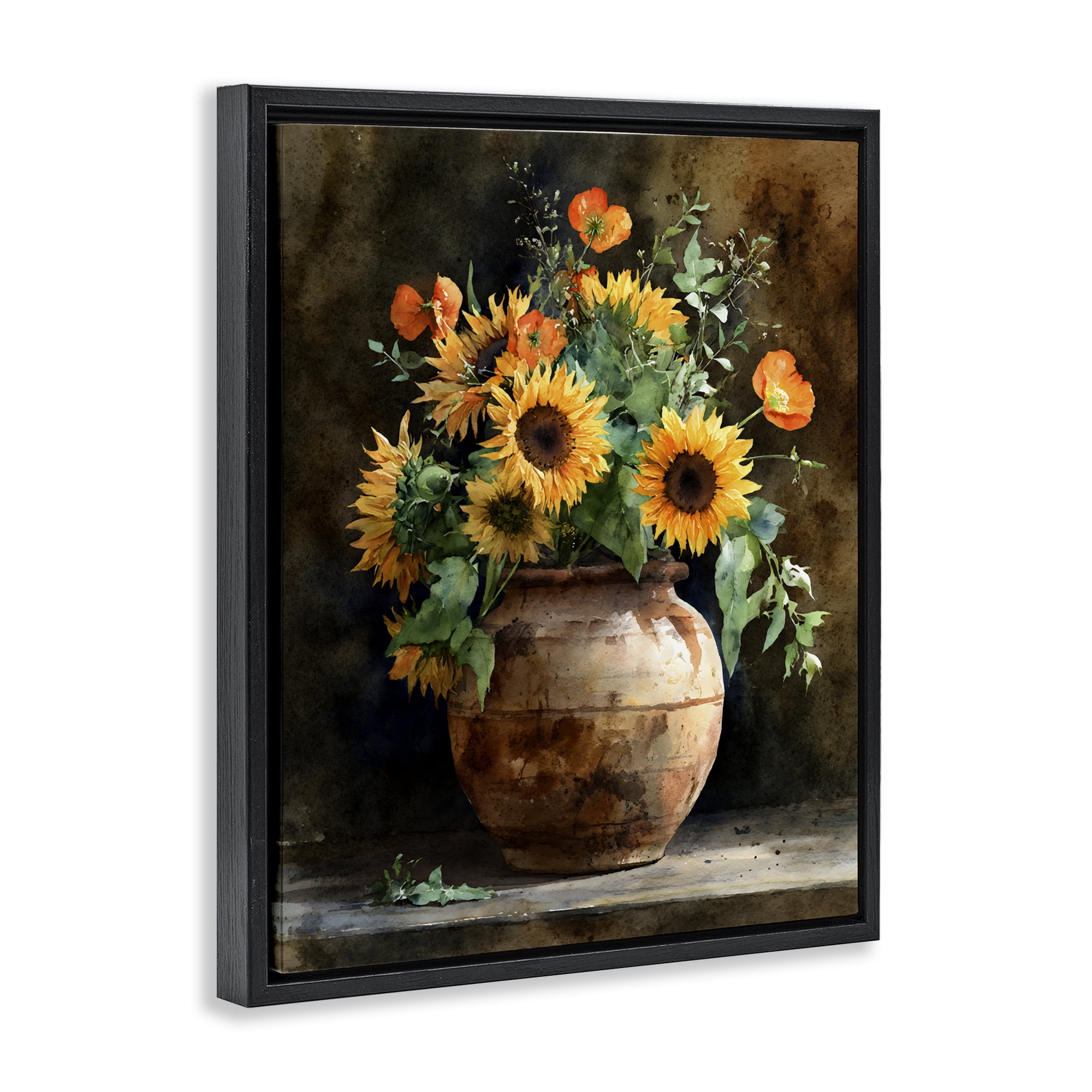 Stupell Industries Rustic Sunflower Display Black Framed Floater Canvas Wall Art, design by Franklyn Gregory