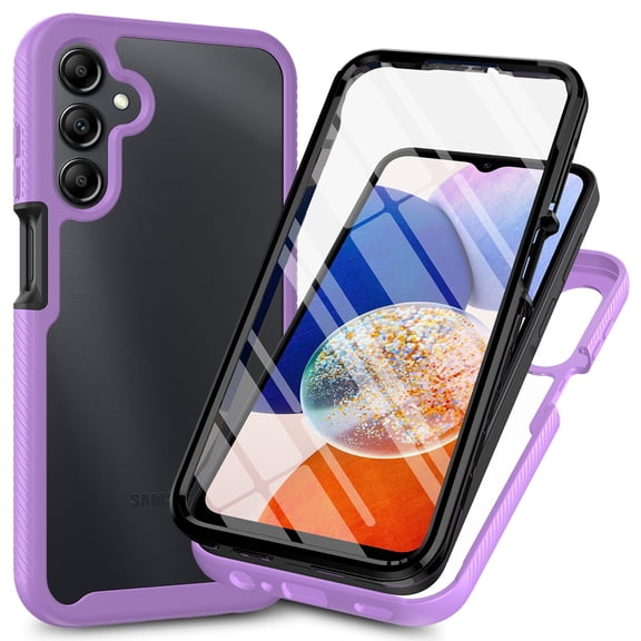 ELEHOLD 360 Full Body Case for Samsung Galaxy A16 5G, Clear Slim Anti Slip Shockproof Cover with Built in Screen Protector, Purple