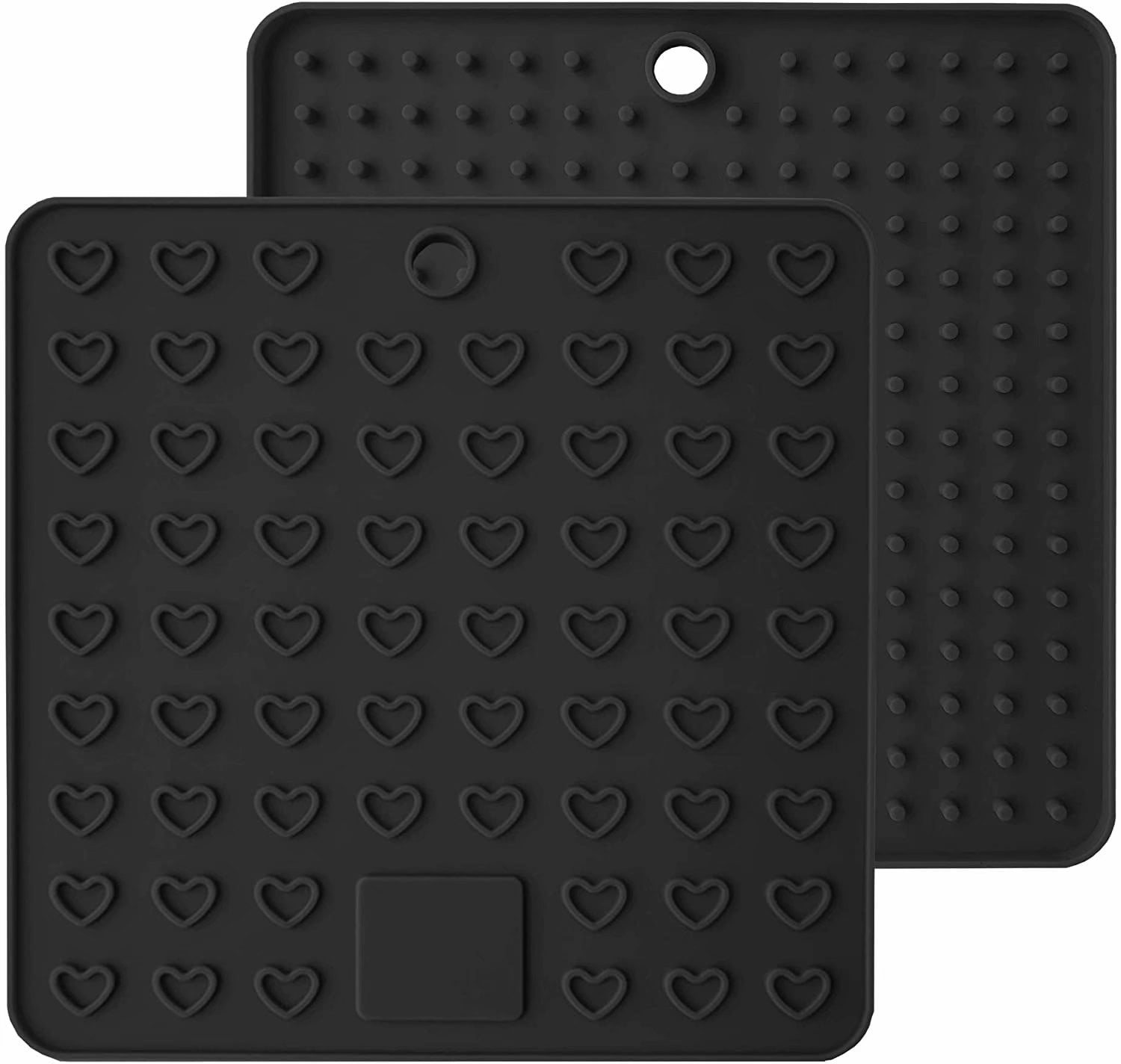 Mitts,Heat Resistant Hot Pads Black 7.28 Inch AINAAN 2 Pcs Square Premium Silicone Pot Holder,Trivets 