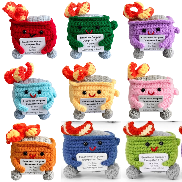 Lindo Crochet Contenedor Basura Fuego Apoyo Emocional Regalos Divertidos () Rojo