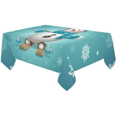 

MYPOP Blue Green and White Polka Dot Cotton Linen Tablecloth 60x120 Inches Floral Desk Sofa Table Cloth Cover for Party Decor Home Decoration