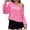 Pink, variant on Solid Color Spring Fall Long Sleeve Off Shoulder Casual Crop Sweatshirt