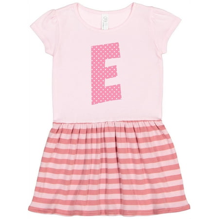 

Inktastic Pink and White Polka Dots Letter E Gift Toddler Girl Dress
