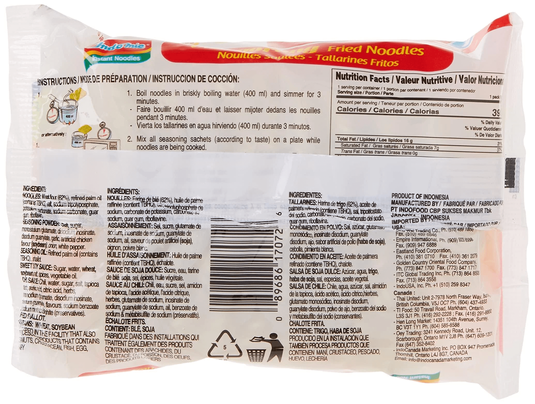 Indomie Mi Goreng Instant Stir Fry Noodles, Halal Certified, Original Flavor, 2.8 oz (30 Pack)