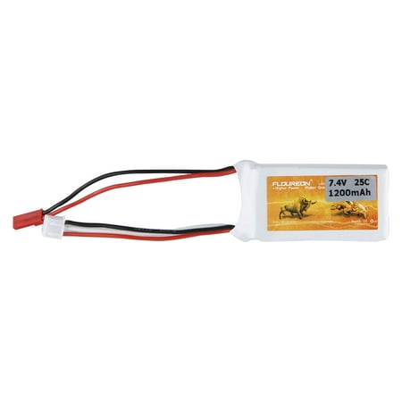 Floureon 2S 7.4V 1200mAh 25C with JST Plug LiPo Battery Pack for RC Car Truck Truggy RC