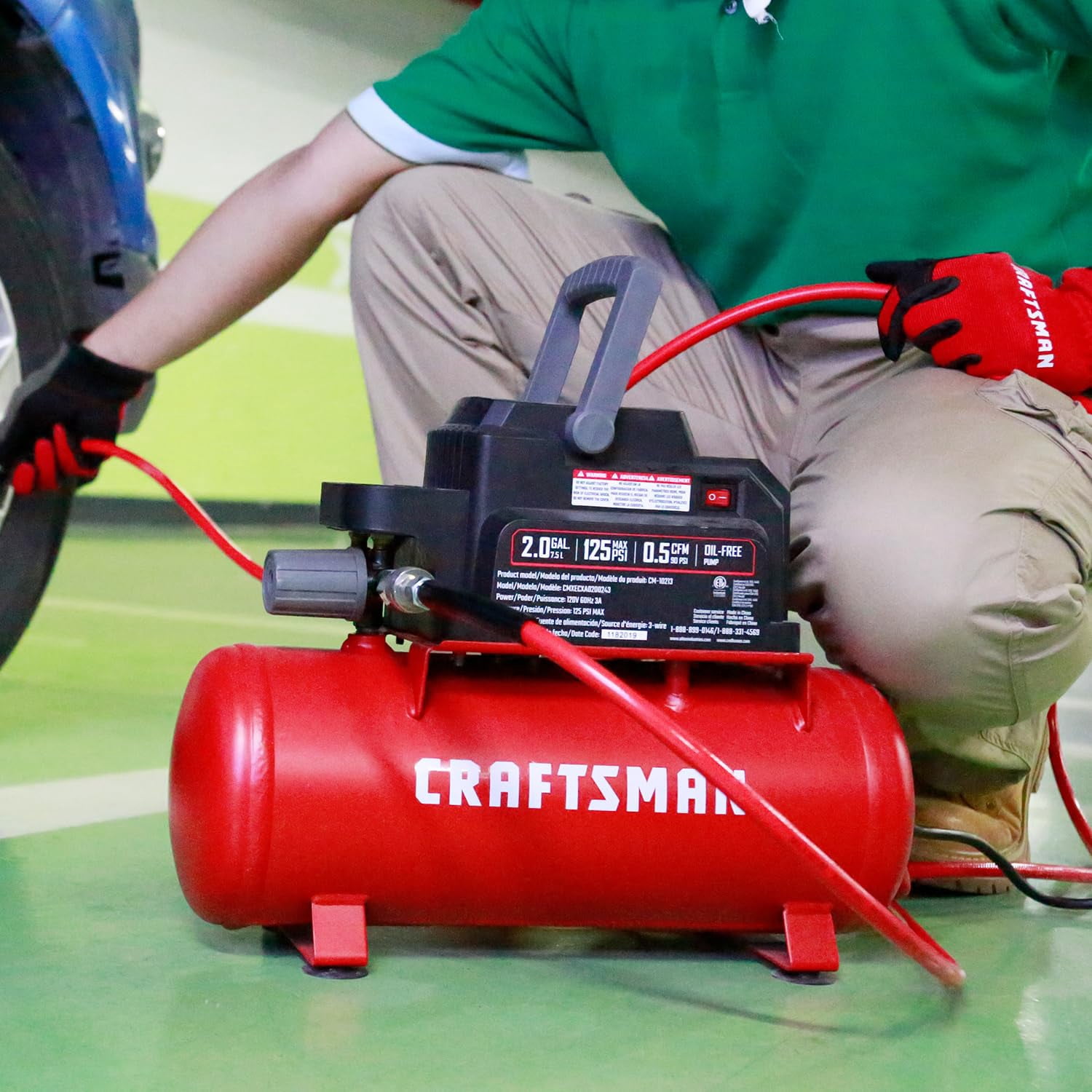 Craftsman 2 gal Horizontal Portable Air Compressor Tank 125 psi 0.3 HP