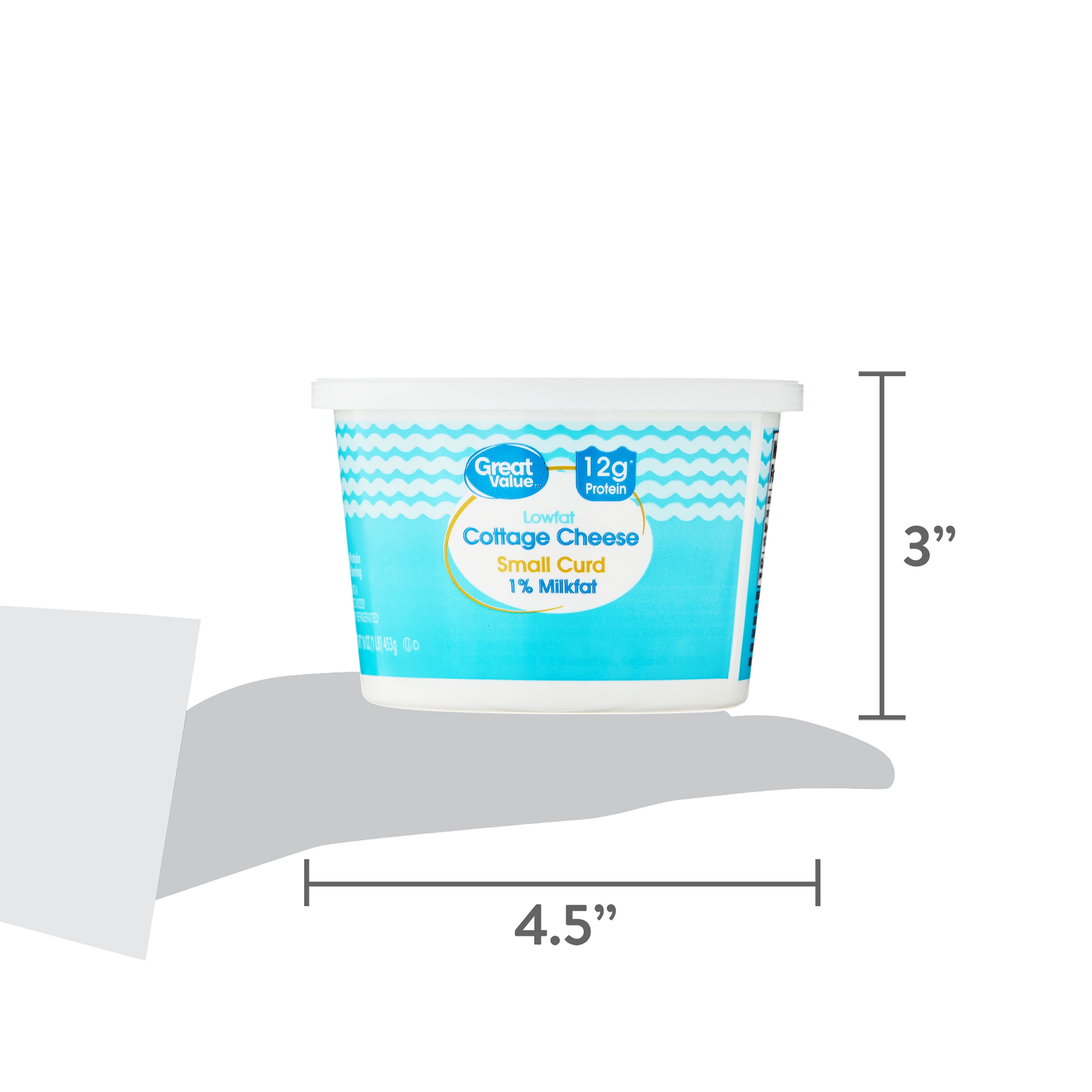 Great Value 1% Milkfat Small Curd Low-fat Cottage Cheese, 16 oz
