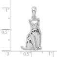 thumbnail image 2 of Auriga Fine Jewelry 925 Sterling Silver Rhodium-Plated Textured Sitting Cat Pendant for Women, 2 of 6