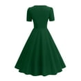 thumbnail image 4 of Efsteb Cocktail Dresses For Women Vintage 1950s Dress Short Sleeve V Neck Swing Dress Wedding Guest Party Dresses (Green,XXL), 4 of 7