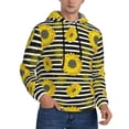 thumbnail image 2 of Naloa Sunflowers On Black And White Stripes Men's Casual Hooded Collar Drawstring Hoodies Pullover Sweatshirts Casual Long Sleeve Shirts-4X-Large, 2 of 7