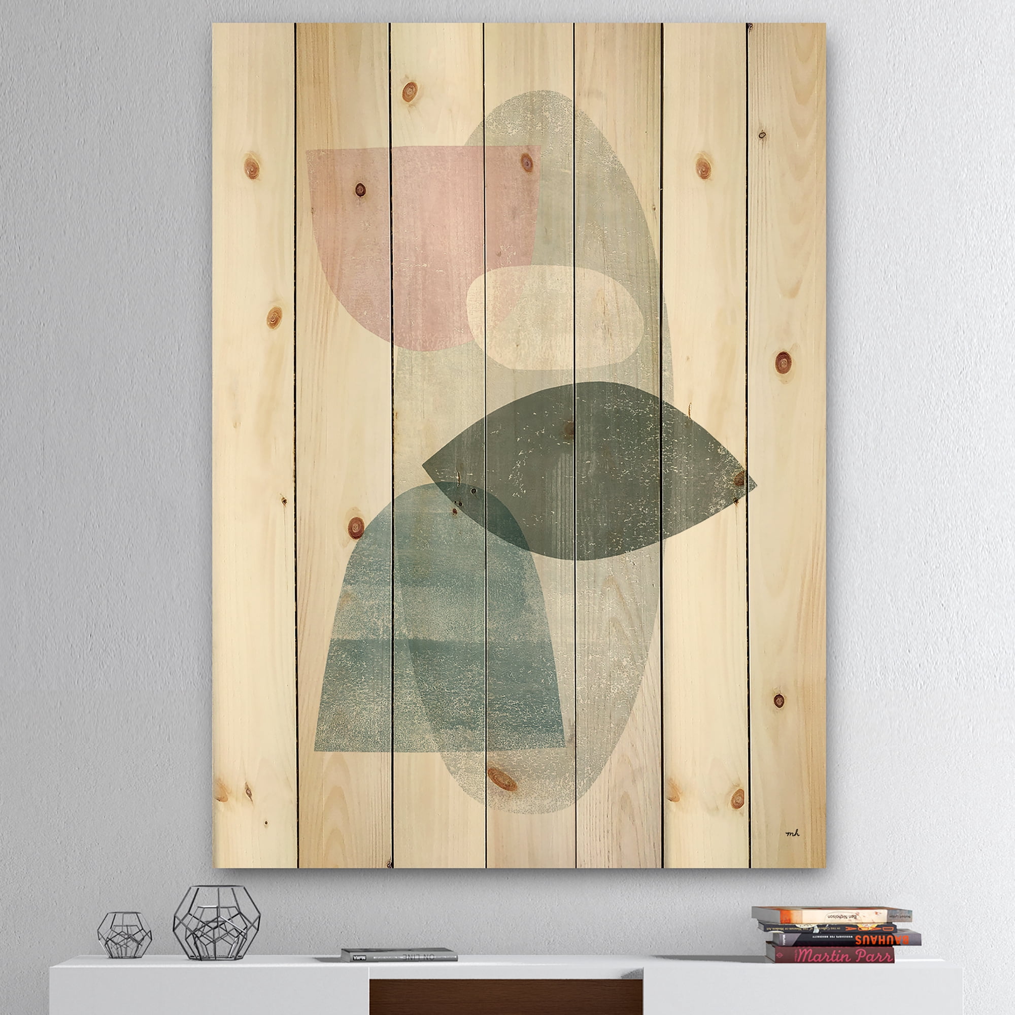 Designart 'Distressed Dream II' Modern & Transitional Print on Natural Pine Wood