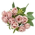 thumbnail image 2 of Clearance Artificial flowers under $5,Artificial Silk Rose With Vase Flowers Wedding Flowers Bouquets Arrangement Home Centerpiece Table Decoration, 2 of 7