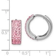 thumbnail image 2 of White Sterling Silver Earring Hinged Huggie Women'S Crystal Pink 15 mm, 2 of 2