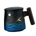 thumbnail image 1 of Taza de café creativa y con tapa hecha a mano con mango de madera para beber A, 1 of 7