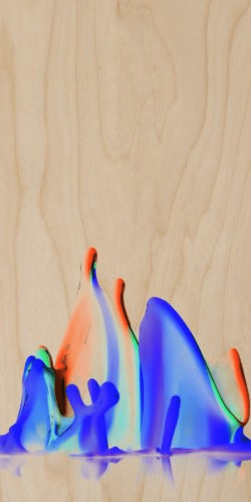 Abstract Art w/ Colorful Neon Goop Substance Plywood Wood Print
