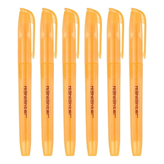 Orange Highlighter, 6 Pack High Lighters No Bleeds Highliters Pens Neon Clear View Bright Quick Dry Pocket Marker Pen Sticks Chisel Tip Cute for Books Office Adults, Transparent