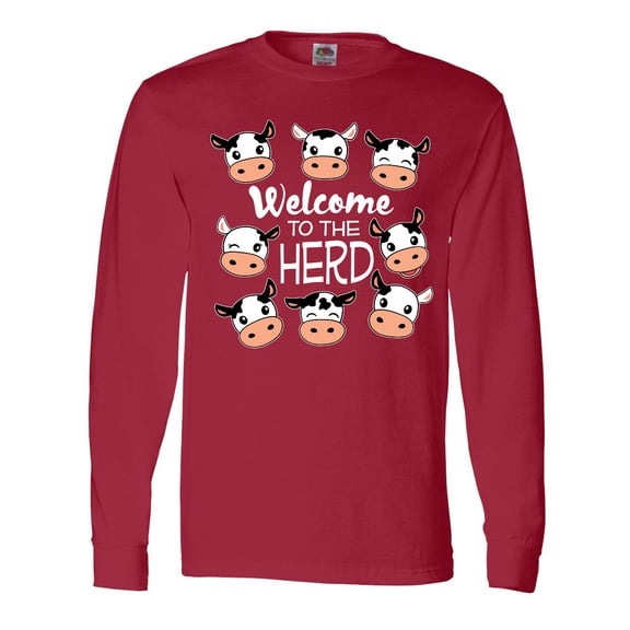 Inktastic Welcome to the Herd with Cute Black and White Holstein Cows Long Sleeve T-Shirt