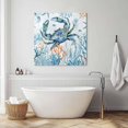 thumbnail image 3 of Crab Wall Art Painting on Canvas, Blue Coastal Starfish Ocean Coral Nautical Canvas Art Home Prints Wall Art Framed Modern Artwork for Living Room Bedroom Wall Decor 16x16in, 3 of 9
