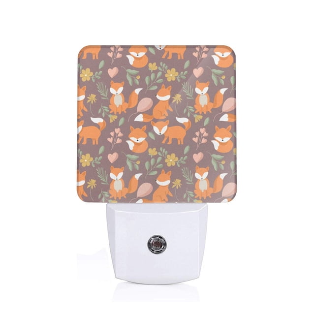Balery Cute Little Fox Luz Nocturna LED con Sensor Automático, Enchufe con Sensor Crepuscular, Luz Suave de 0.5W para Dormitorio, Pasillo, Baño-EU