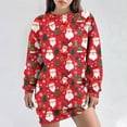 thumbnail image 1 of RKSTN Robes pour Femmes Décontractées Couleur Unie Col Rond Imprimé de Noël Robe à Capuche à Enfiler Robes Coupe Ample, 1 of 5