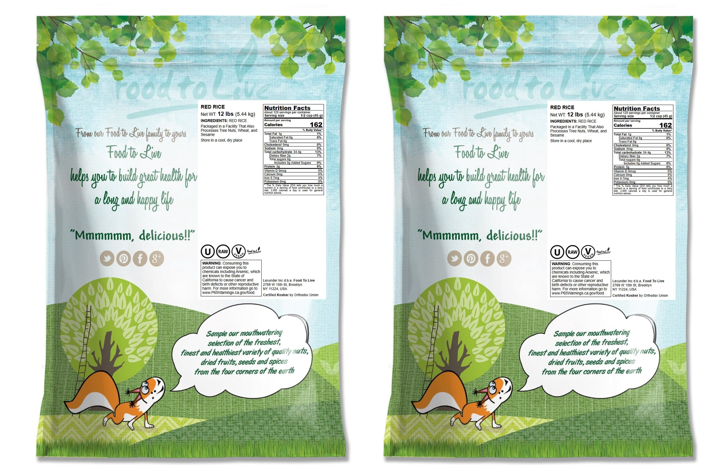 Red Rice, 24 Pounds — Kosher, Raw, Vegan — by Food to Live