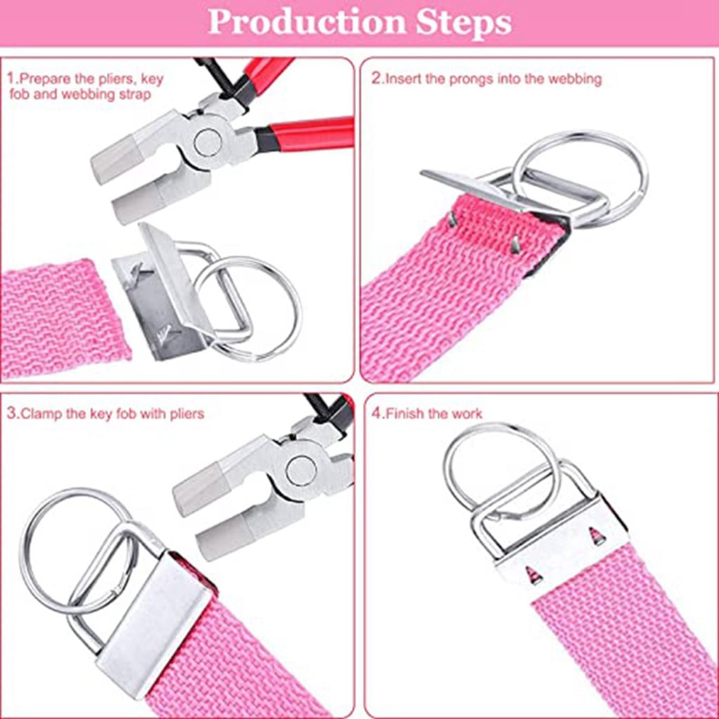 MOMOJIA 61 Pcs for Key Fob Hardware Set with Pliers Leather Tassels for Wristlet Clamp for Key Lanyard for Key Chain Making Supplies