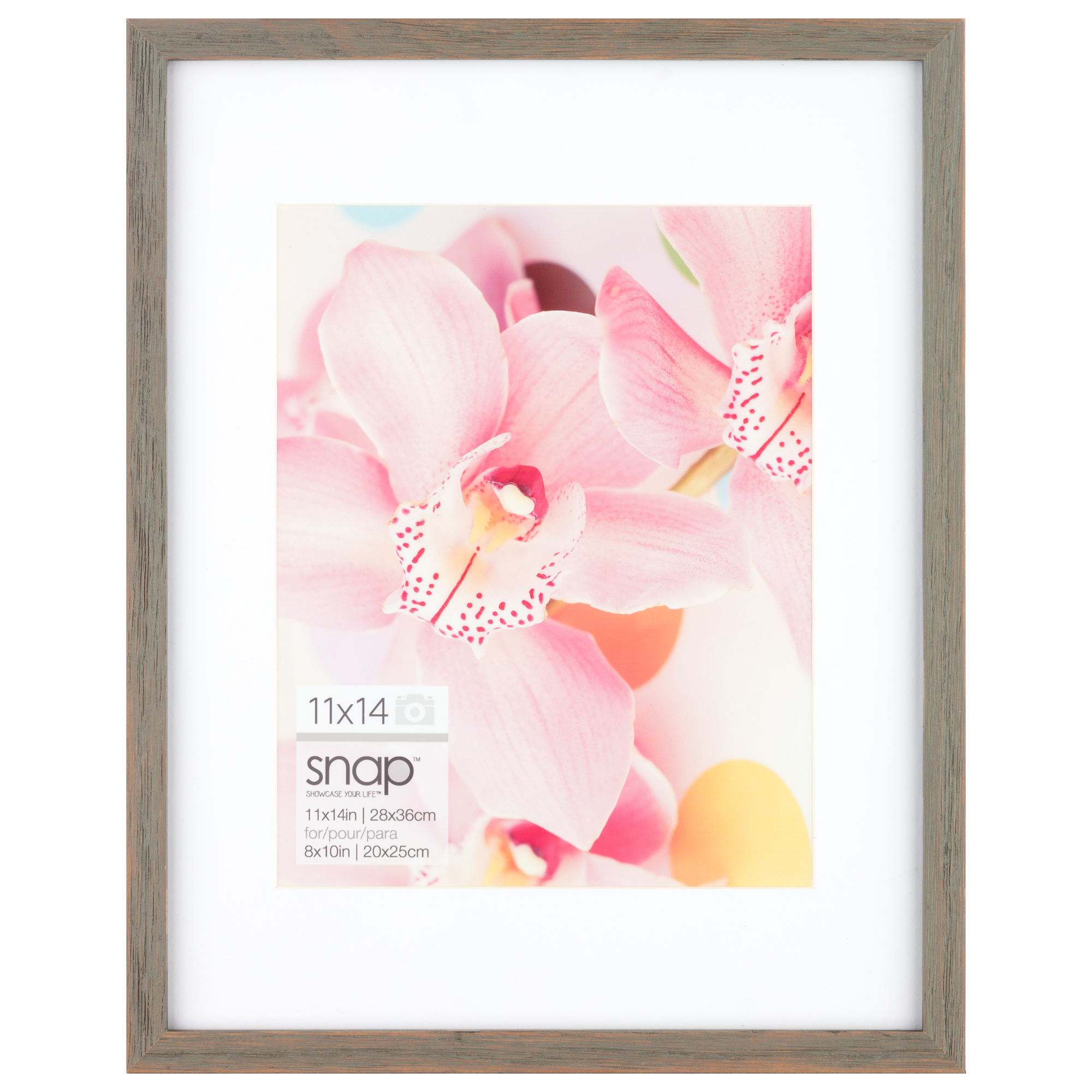 Snap Rustic 11x14 Picture Frame with White Mat For 8x10 Photo, Coastal