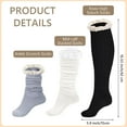 thumbnail image 2 of 3 Pairs Women's Lace Top Slouch Socks, Soft Knee High Scrunch Slouchy Socks,Vintage Knit Tube Long Socks Boot Socks for Women Size 5-11, 2 of 8