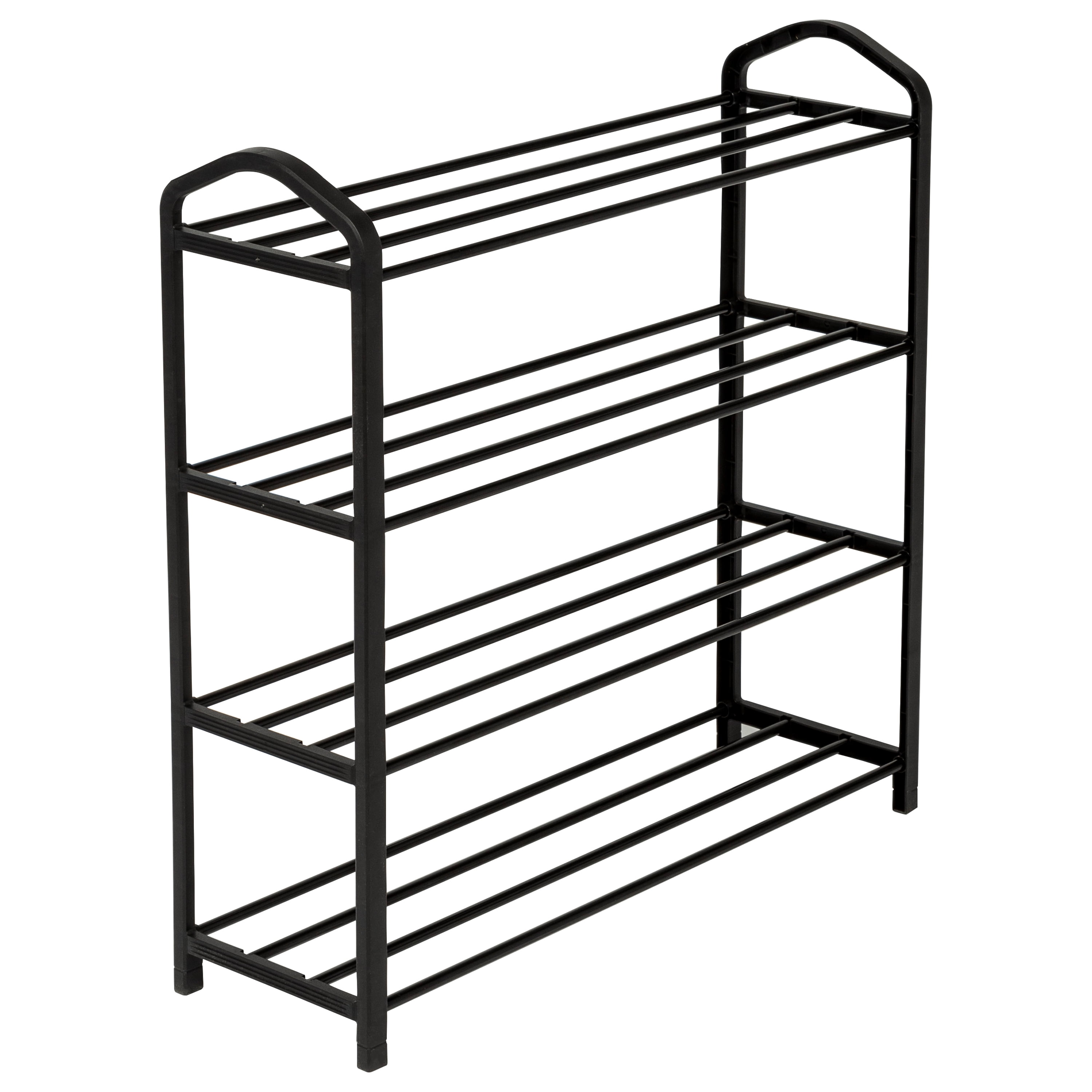 HoneyCanDo 4Tier Wire Shoe Rack, Plastic And Steel, Black