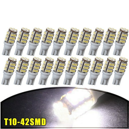 - 20 X T10 6000k W5W 168 906 192 42-SMD Car Trailer Backup Reverse LED Light Bulbs (White)